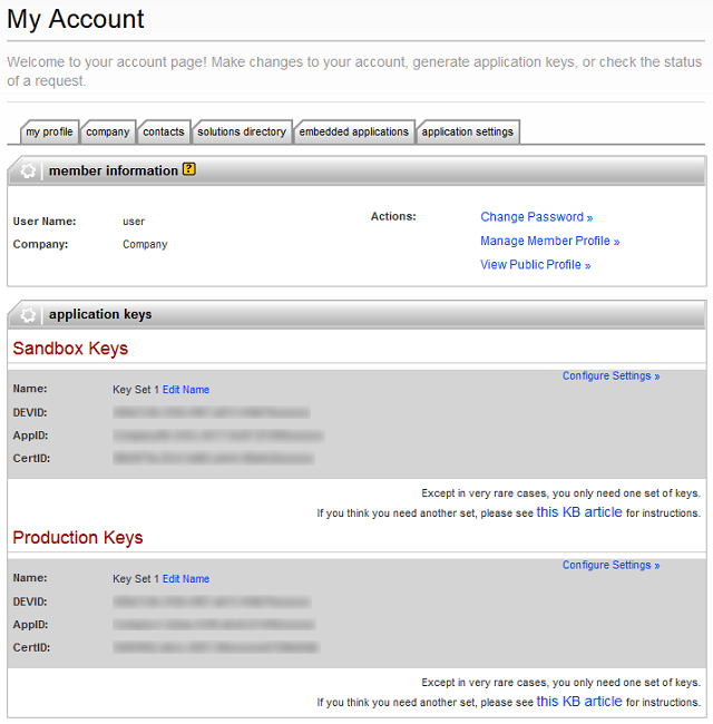 Δημιουργήστε τα eBay Sandbox και Production κλειδιά στη σελίδα eBay My Account.