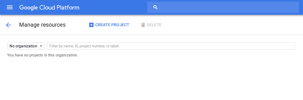 Δημιουργία έργου Google Cloud.