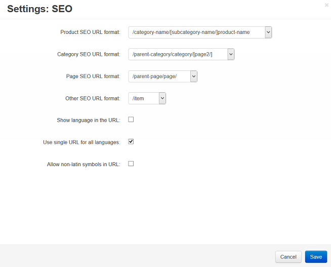 Ρυθμίσεις SEO