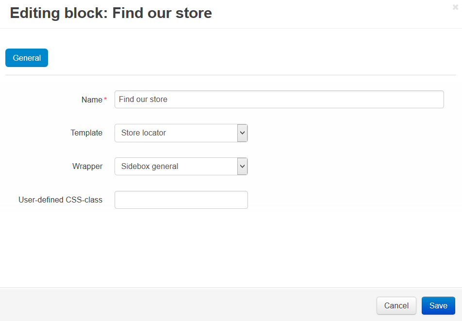 Δημιουργία μπλοκ Store locator