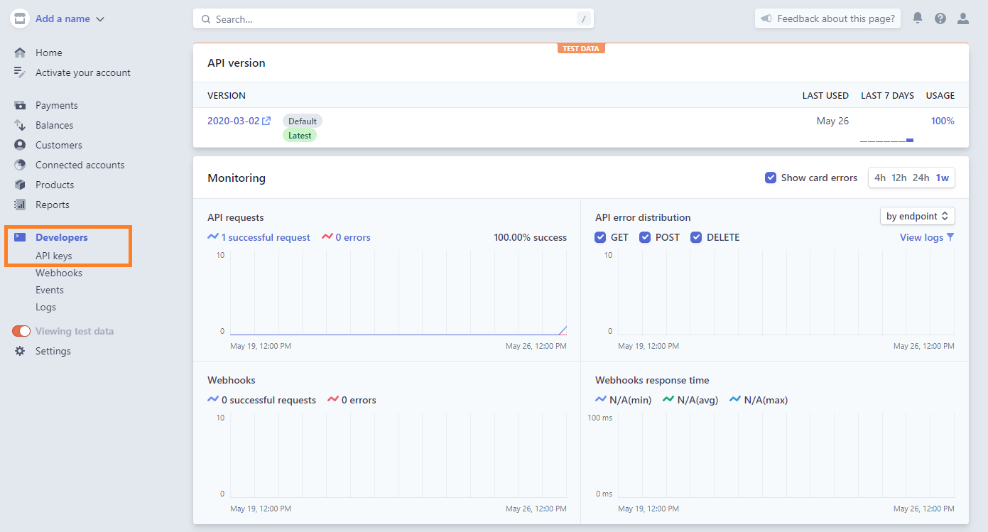 Τμήμα Stripe API.