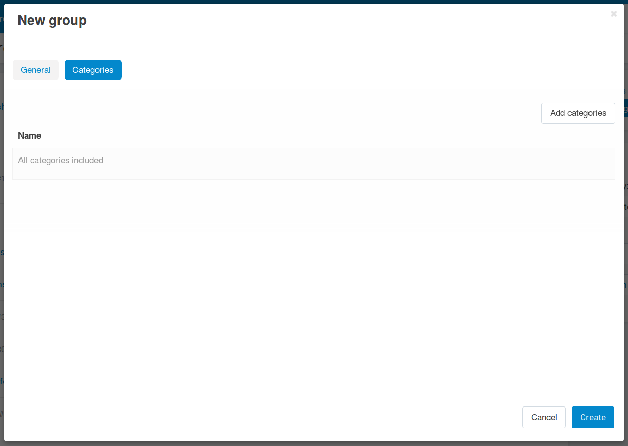 The categories of the feature group.
