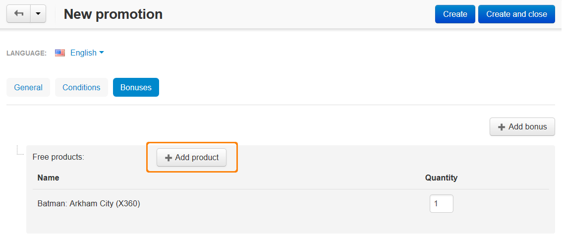 The Bonuses tab determines what a customer gets when the promotion applies.