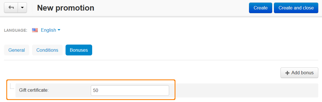 Specify the sum of the gift certificate on the 