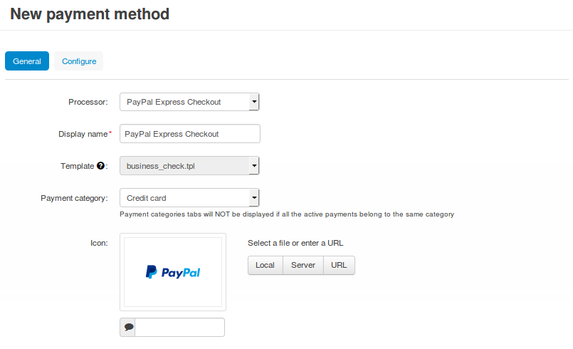 Δημιουργία νέας μεθόδου πληρωμής PayPal Express Checkout.