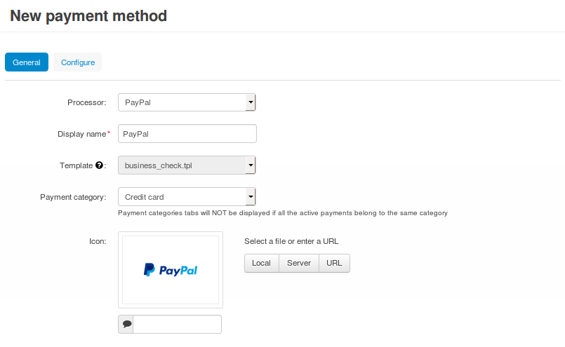Δημιουργία νέας μεθόδου πληρωμής PayPal.